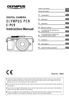 Olympus E PL9 manual. Camera Instructions.